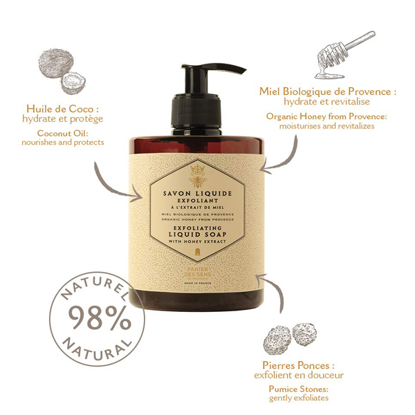 exfoliating honey liquid marseille soap